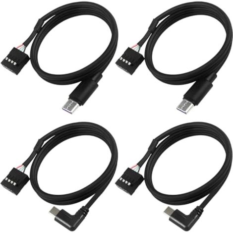 Câble USB 2.0 de 50 cm (24 AWG) avec connecteur 9 broches/10 Broches pour Carte mère vers Type-C Câble USB-C mâle à 90° vers connecteur Femelle 9 Broches pour Carte mère, 480 Mbps (1/5)