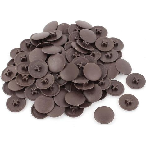 100Stk 17mm Durchm 4mm Dicke Kunststoff Rund Kreuz Schraube Kappe Dunkelbraun de
