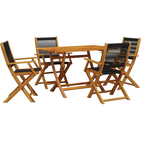 Maison Exclusive - Set Pranzo da Giardino 5 pz Nero Polipropilene e Legno Massello