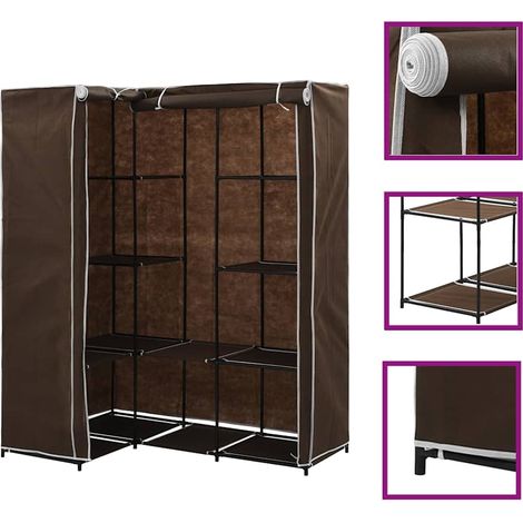 Garde-robe d'angle Meuble de Rangement - Style Contemporain Marron 130x87x169 cm BV368785 - BonneVie (1/5)
