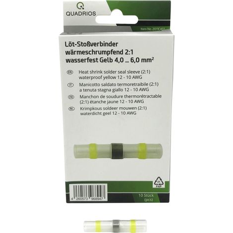 Quadrios 2011C401 Stoßverbinder 4 mm² 6 mm² Vollisoliert Gelb 10 St. (1/3)