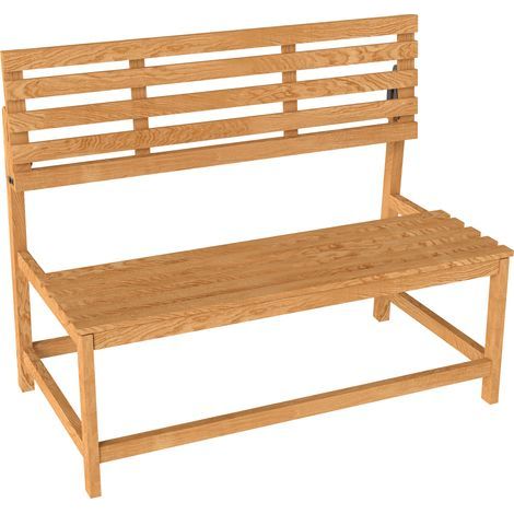 Banc de jardin 2 places en bois, résistant aux intempéries et aux UV, avec dossiers convertibles, 110 x 61 x 89 cm, teck (1/5)