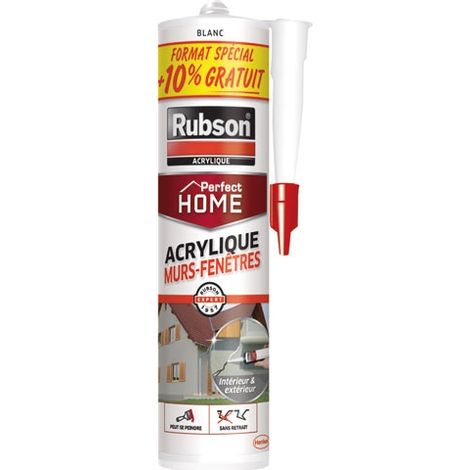 RUBSON - Mastic murs et fenêtres blanc cartouche 280ml + 10% gratuit