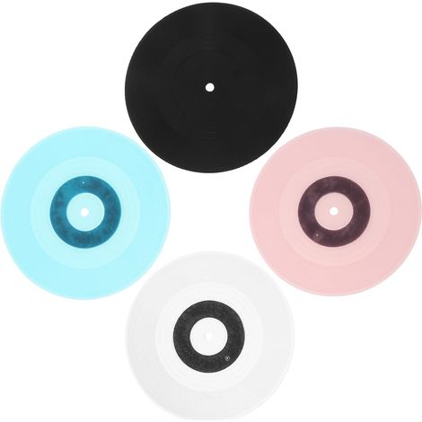Ensemble de 4 aimants pour réfrigérateur en forme de disques vinyle, style (1/5)