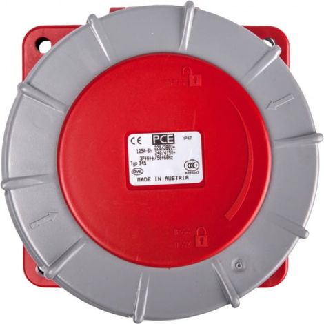 Enchufe de panel 125A 5P 400V /120x120/ rojo IP67 power twist 345-6