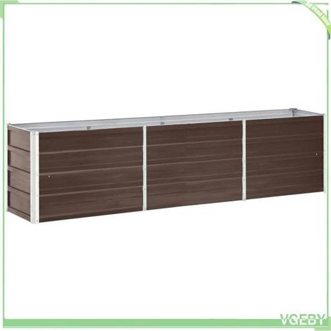 Lit surélevé de jardin - FAFEICY - 47046 - Acier galvanisé - 240x40x45 cm - Marron (1/5)