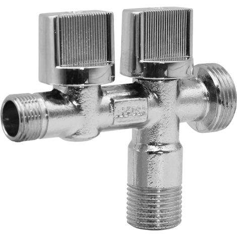 ARFOSA llave escuadra lavad. doble salida 1/2x3/4x3/8 , Válvula de escuadra para lavadora 1/2´´x3/4x´´3/8´´ PN16 Cierre y apertura de 1/4´´ vuelta Dos salidas independiente