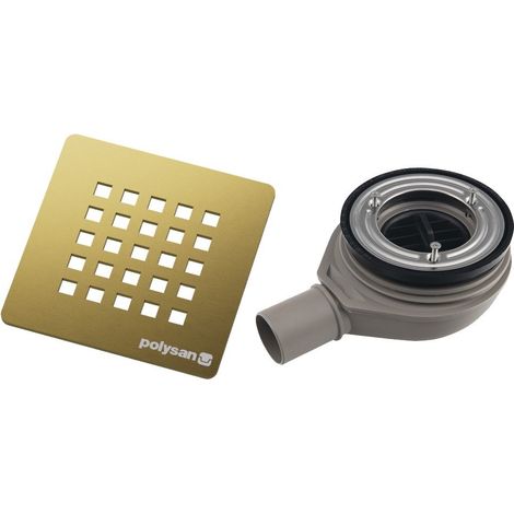 Siphon pour receveur de douche TRENECA, dia. 90mm, DN40, couvercle or mat (1/3)