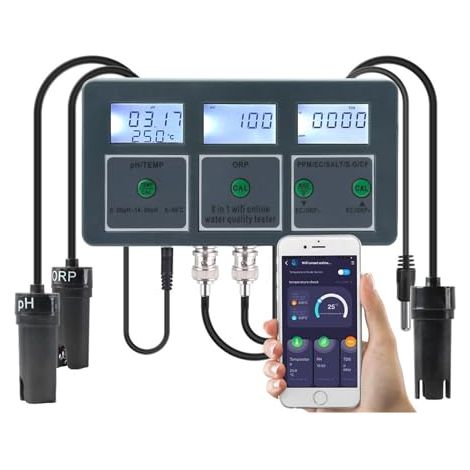 Tuya Smart PH ORP TDS EC SALT S. G TEMP CF moniteur compteur en ligne Aquarium qualité de l'eau testeur enregistreur de données contrôleur(With Liquid) (1/5)