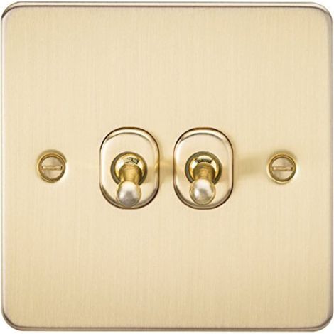 Knightsbridge FPAV2TOGBB 10 A 2 G a vie interruttore a levetta con piastra piatta – ottone spazzolato