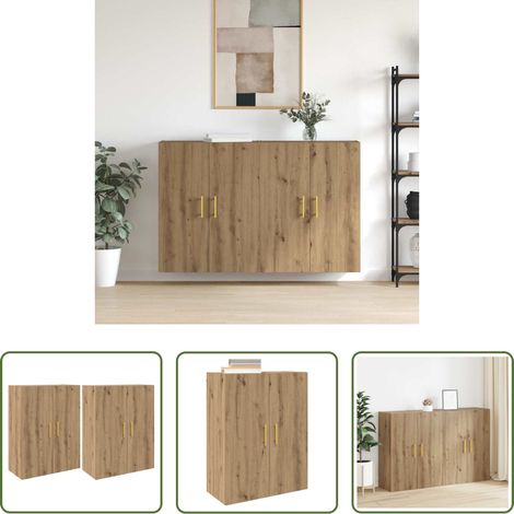 vidaXL Wandregal - Wandschrank 2 pcs Artisan-Eiche 69,5 x 34 x 90 cm Holzwerkstoff (1/5)