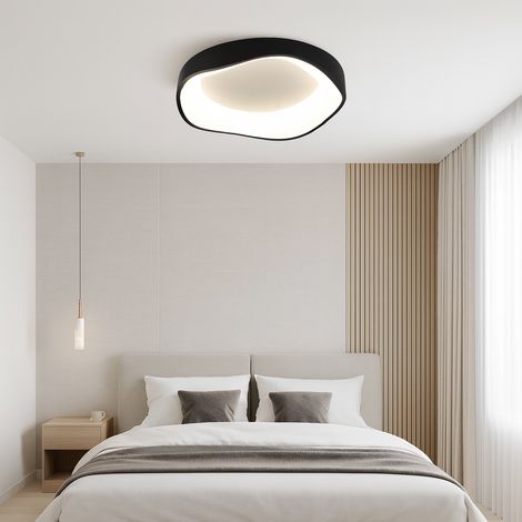 Plafonnier LED  36W CCT, métal noir, style nordique Ø400 mm