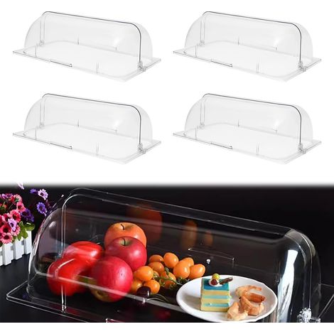 Klare Roll-Top-Abdeckungen, Rolltop-Haube, 4Pcs Rolltop Abdeckung Rolltophaube Haube Deckel Klar, Rechteckig, 53,5x33x18 cm, Modern, Transparent, 4er-Set für Buffet und Catering (1/5)