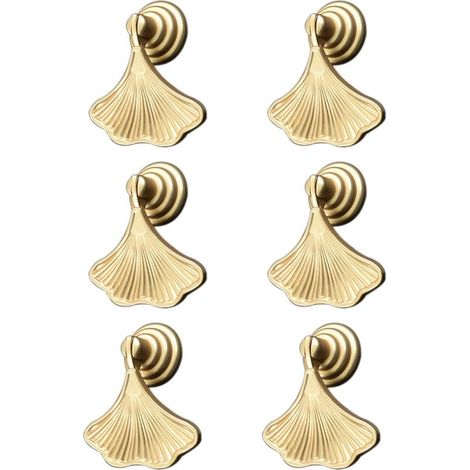 Maniglie a pomello a forma di foglia di Ginkgo, 6 pezzi di maniglie a goccia dorate, maniglie a foro singolo per cassetti di armadi, credenze e guardaroba. (1/5)