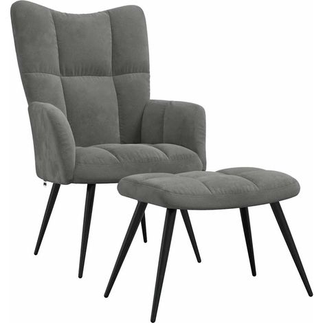 Maison Exclusive - Relaxsessel mit Hocker Dunkelgrau Samt