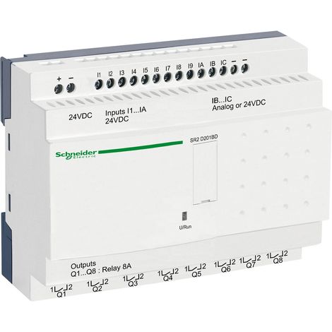 Schneider Electric – SR2D201BD – Relais intelligent 20 E/s 24V CC – Automate Zelio Logic compact – Montage rail DIN – Applications contrôle logique - 24vcc