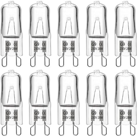 Ampoule Halogene G9 28W 230V,370LM 2700K Blanc Chaud Dimmable,pour Lustres,Lampes de Paysage,Appliques Murales,Éclairage d'armoire,Lot de 10 (1/5)