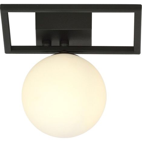Lampada a Soffitto Imago, Acciaio verniciato a polvere, Vetro, Nero, Bianco, 20x21x18 cm