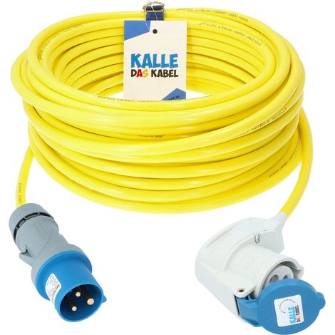 Kalle Verlängerungskabel CEE 230V 16A 2,5mm² Winkel Kompakt Extreme Signal Gelb IP44 5 Meter