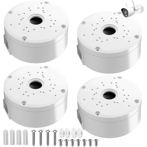Lot de 4 boîtes de jonction pour appareil photo, boîte cachée hémisphérique, boîte de montage pour caméra de surveillance, support pour webcam, caméra bullet et panneau solaire, installation (1/5)