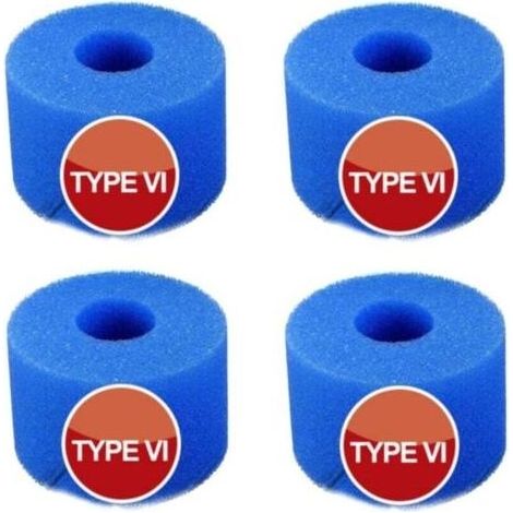 Lot de 4 éponges filtrantes pour filtre de piscine pour Intex type VI - Réutilisables - Éponge très élastique - Pour nettoyage de piscine (1/4)