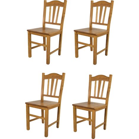 Tommychairs - Set 4 sedie modello Silvana per cucina bar e sala da pranzo, robusta struttura in legno di faggio color rovere e seduta in paglia (1/5)