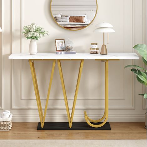 Mesa cocina con acabado mármol y base metálica blanca OKMYHOME (1/5)