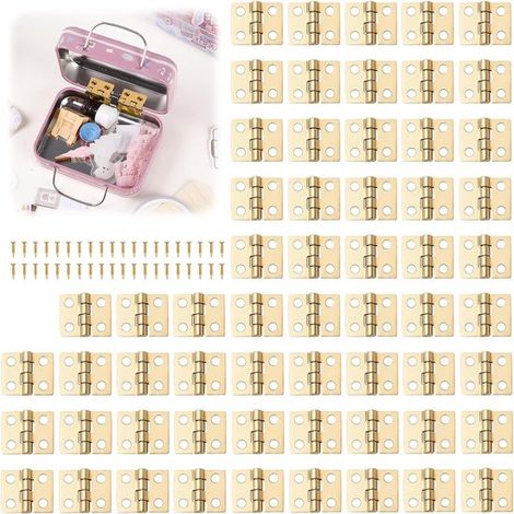 60 mini cerniere in ottone per modellismo, con 240 viti, ideali per scatole, gioielli, mobili - Cerniere piccole e nascoste con viti, perfette per la casa e gli armadi.