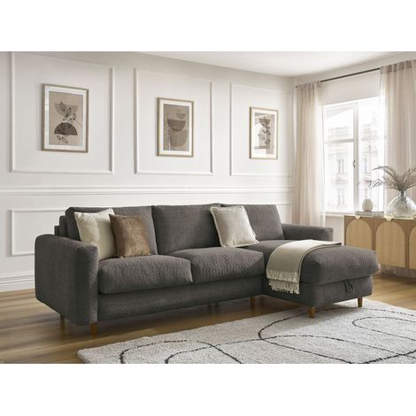 BOBOCHIC - Canapé d'angle réversible convertible NOUVEAU COCOONE ouverture express tissu bouclette Réversible 140x200 Marron (1/5)
