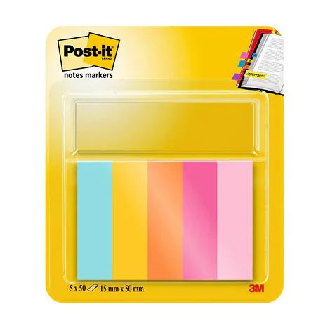 Post-It 7100259442 nota autoadhesiva Rectángulo Azul, Naranja, Rosa, Amarillo 50 hojas Autoadhesivo (1/2)