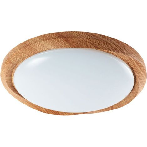 Lámpara de techo LED redonda V-TAC de 60 W con control remoto, CCT 3 en 1, D492 mm, regulable, 3000 K, cubierta de madera blanca fría