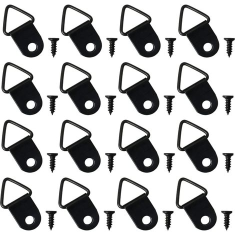 Set mit 100 schwarzen D-Haken aus Edelstahl zum Aufhängen von Bilderrahmen und Spiegeln. Passendes Wandbefestigungsset. – AquaForge
