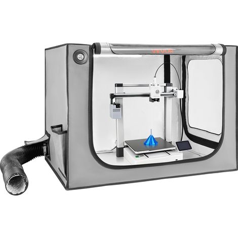 VEVOR 3D-Druckergehäuse Druckerzelt (80x58x58 cm), staubdichte & wasserfeste Schutzhülle mit konstanter Temperatur & LED-Beleuchtung & Belüftung, kompatibel mit Bambu Lab A1 Combo Grau (1/5)