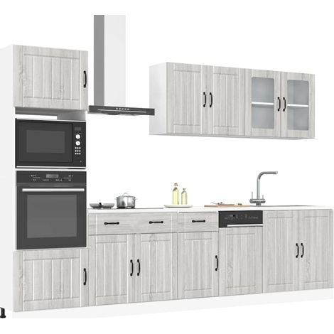 7-tlg. Küchenschrank-Set Kalmar Grau Sonoma Holzwerkstoff