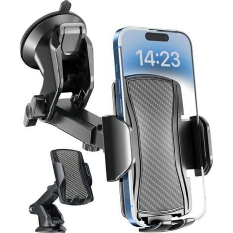 Suction cup phone holder for dashboard and windshield, 360° rotation, one-button release, suitable for 4-7 inch smartphones. (1/4)