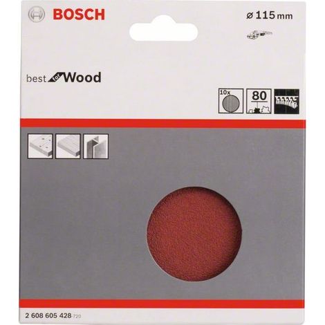 2608605428 - KIT 10 FOGLI BOSCH D.115mm P.80 BEST WOOD