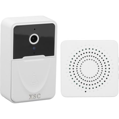 Sonnette vidéo sans fil ABS 1000 mAh WiFi intelligente avec surveillance vidéo et vocale et commande à distance (sonnerie intégrée) pour la maison
