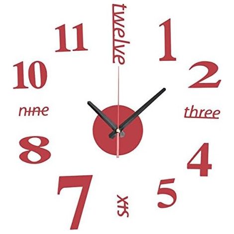 Mini horloge murale miroir moderne à faire soi-même, design autocollant 3D pour la maison ou le bureau (1/5)