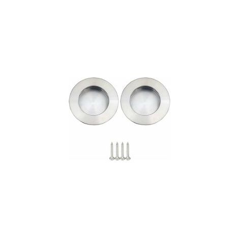 Poignée de porte coulissante ronde 65mm – Acier inoxydable 304 – Finition brossée satinée – Pour portes en bois dur