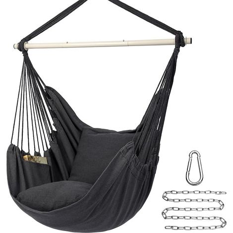 Chaise hamac suspendue, balançoire pour chambre à coucher, balançoire avec poche, maximum 150 kg, avec coussins (1/5)
