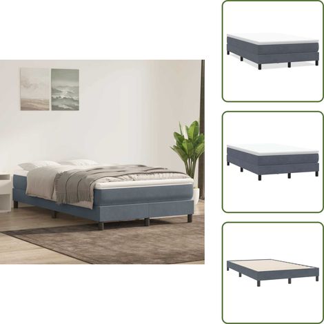 The Living Store Boxspringbett ohne Matratze Dunkelgrau 120x220 cm Samt - Samtbett (1/5)