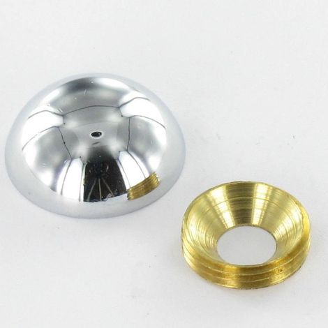 Rosace ronde ou cache vis (1 rosace et 1 cuvette de vis) Laiton chrome Diamètre 20-1 pièce (1/2)