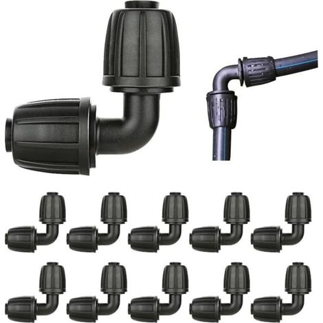 10 connecteurs de tuyau cannelés de 16 mm pour système d'irrigation, accessoires d'irrigation goutte à goutte de 16 mm, adaptateur coudé d'irrigation goutte à goutte pour jardin, pelouse