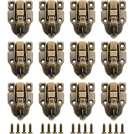 12 pezzi di chiusure in stile vintage per scatole regalo, ideali per mini valigie, con fermagli, serrature e chiusure color bronzo per le tue vecchie scatole di legno e cassette degli attrezzi (bronzo
