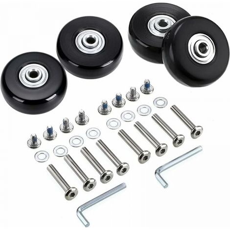 4 ruedas de repuesto para maletas de equipaje de 50 x 18 mm, ruedas giratorias de goma, kits de reparación de rodamientos (1/5)