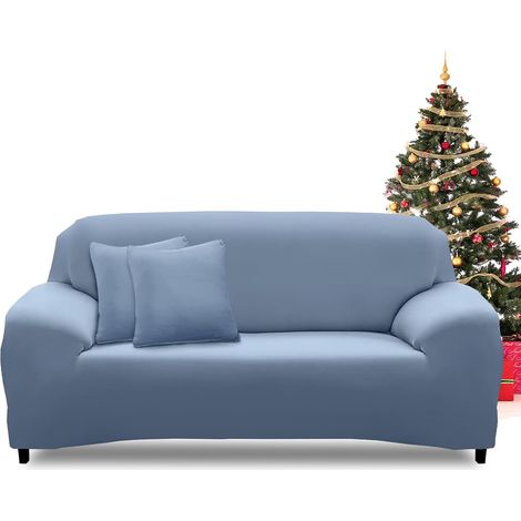3-Seater Stretch Sofa Cover with Armrests Universal Washable Non-Slip Elastic Sofa Cover with Armrests Protector Decoration for Sofa, Grey Blue