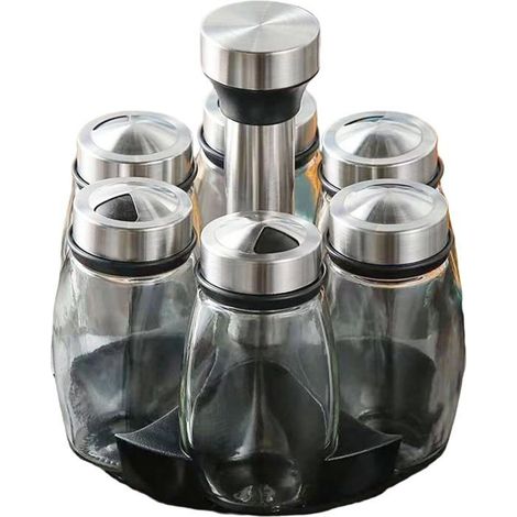 Ecleanfy - Bouteilles et pots à condiments avec base rotative. Organisation pratique, permet un accès rapide à tous vos assaisonnements. (1/5)