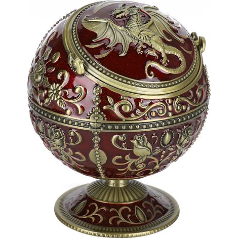 Cendrier globe dragon volant rétro créatif avec couvercle, coupe-vent, personnalisé et tendance, décoration artisanale. (1/5)