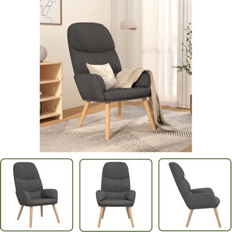 The Living Store Chaise de relaxation Gris foncé Tissu - Chaise Relaxante - Fauteuil Détente - Chaise Confortables - Mobilier Salon - Chaise Grise (1/5)