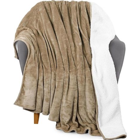 Couverture Sherpa taille [chameau, 50 x 60 pouces] - Couverture réversible en polaire épaisse et chaude 400 g/m² pour lit, canapé, camping et voyage (1/5)